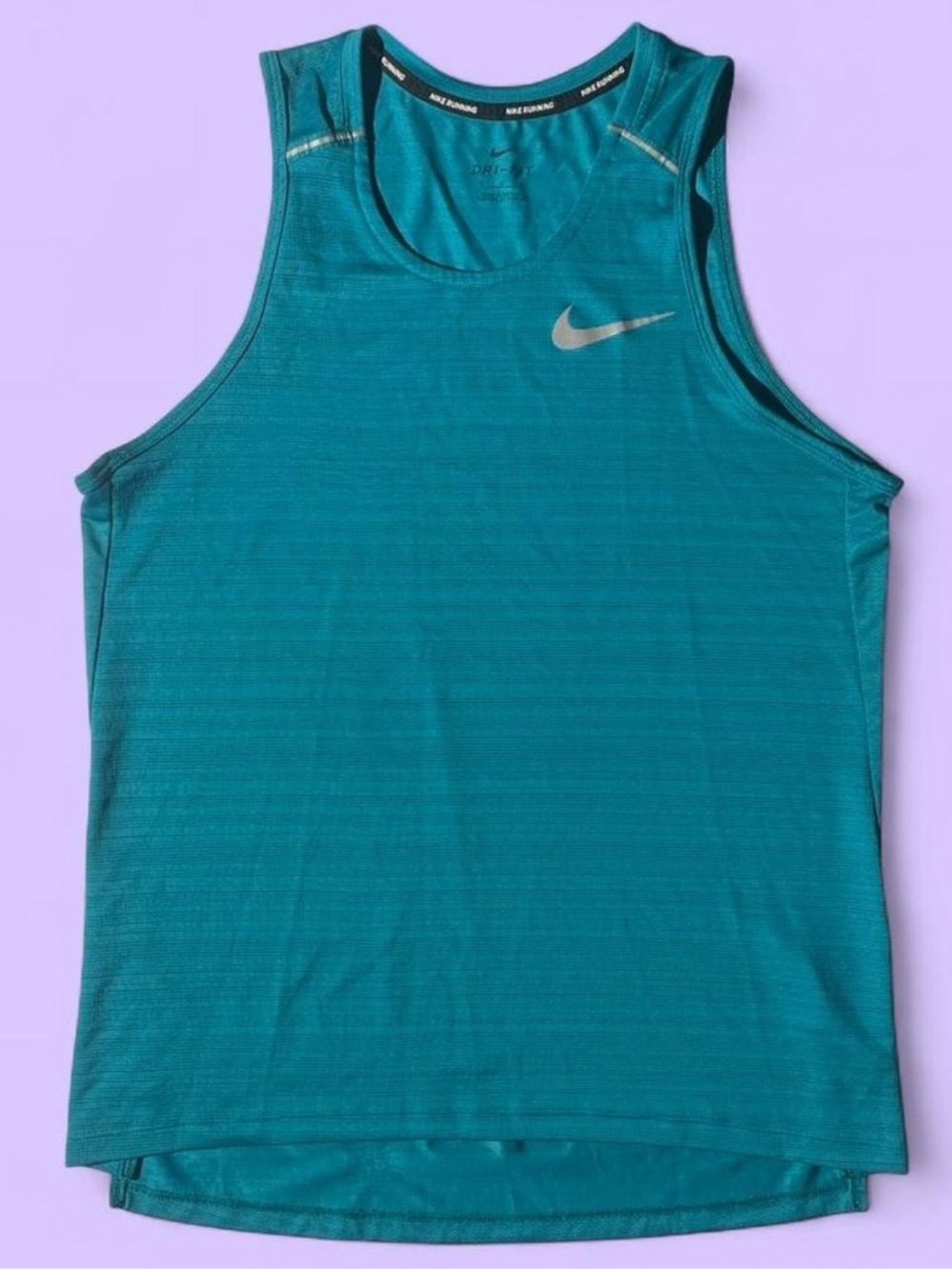 Nike Dri-FIT Teal Running Tank Top Reflective Sleeveless Gym Fitness Activewear